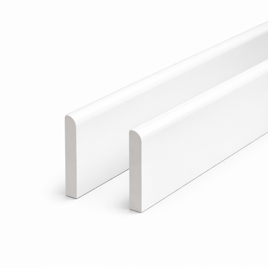 2 x White Plastic UPVC Trim 90mm x 1 Metre