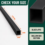 25mm Black PVC Box Section 1 Metre Length