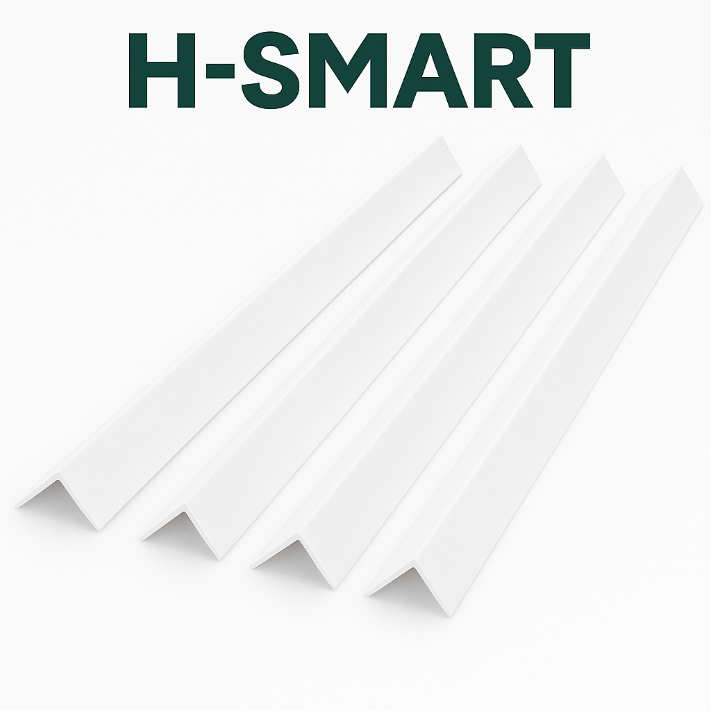 4 Pack - White Rigid Angle Trim - 10mm x 10mm x 1 Metre - PVC Corner Protector