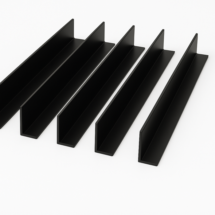 5 x Black Unequal Angle 50mm x 25mm x 1  Metre