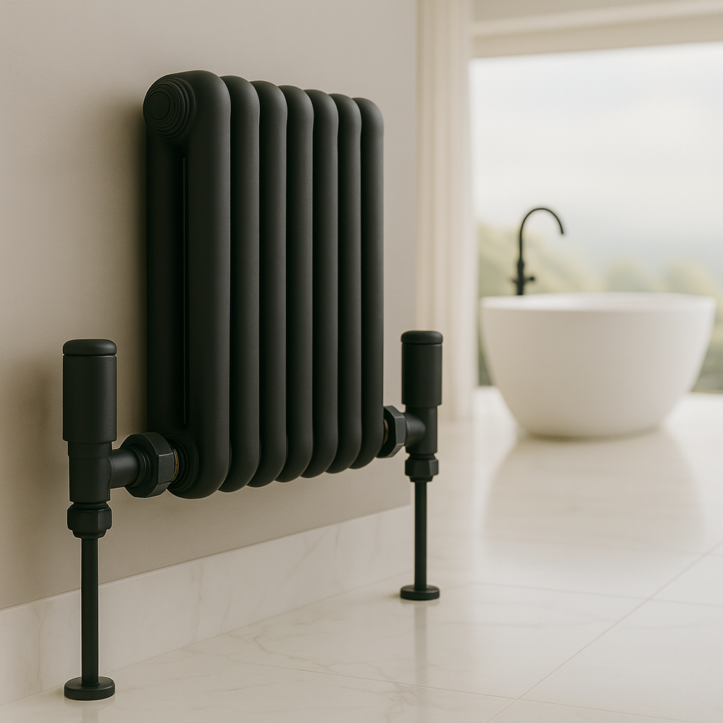 Kartell K-Rad Straight Modern Radiator Valve 15mm – Matte Black – 4 Pack