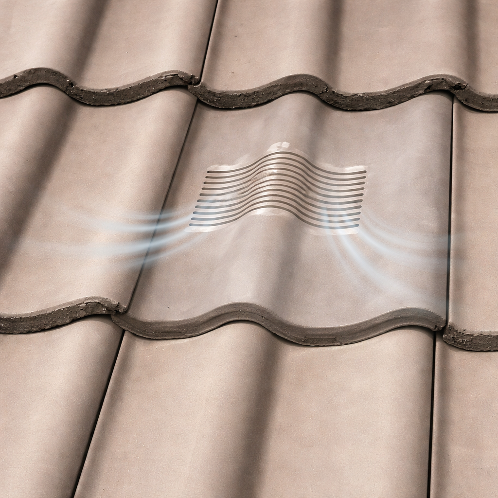 Double Pantile Roof Tile Vent - Brown (With Pipe Adapter)