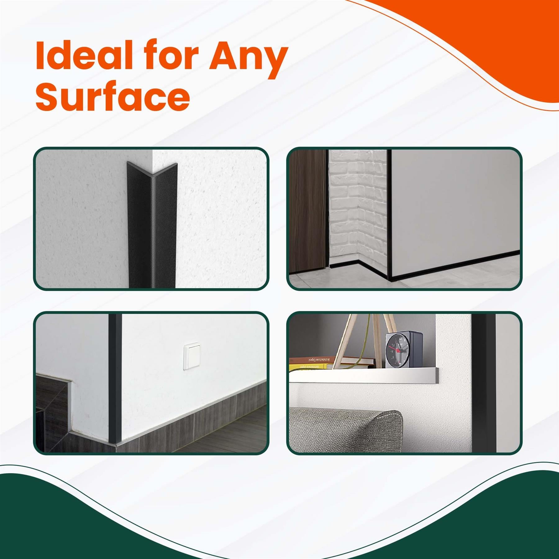 5x Black PVC Angle Trim 40mm x 40mm x 1m – Edge & Corner Protector