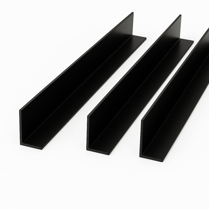 3 x Black Unequal Angle 70mm x 30mm x 1  Metre