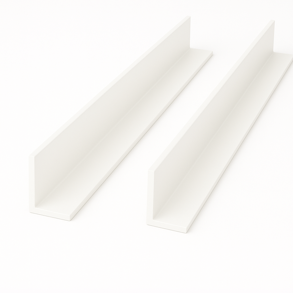 2 x White Unequal Angle 50mm x 25mm x 1  Metre