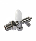4 x 10mm Drain Off Valve Chrome - 1/2" BSP Radiator Drain Cock with White Handle & Hose Tail