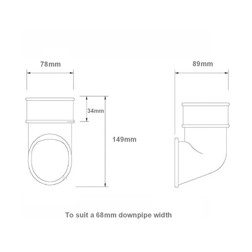 1 x Black Round Downpipe Shoe Freeflow