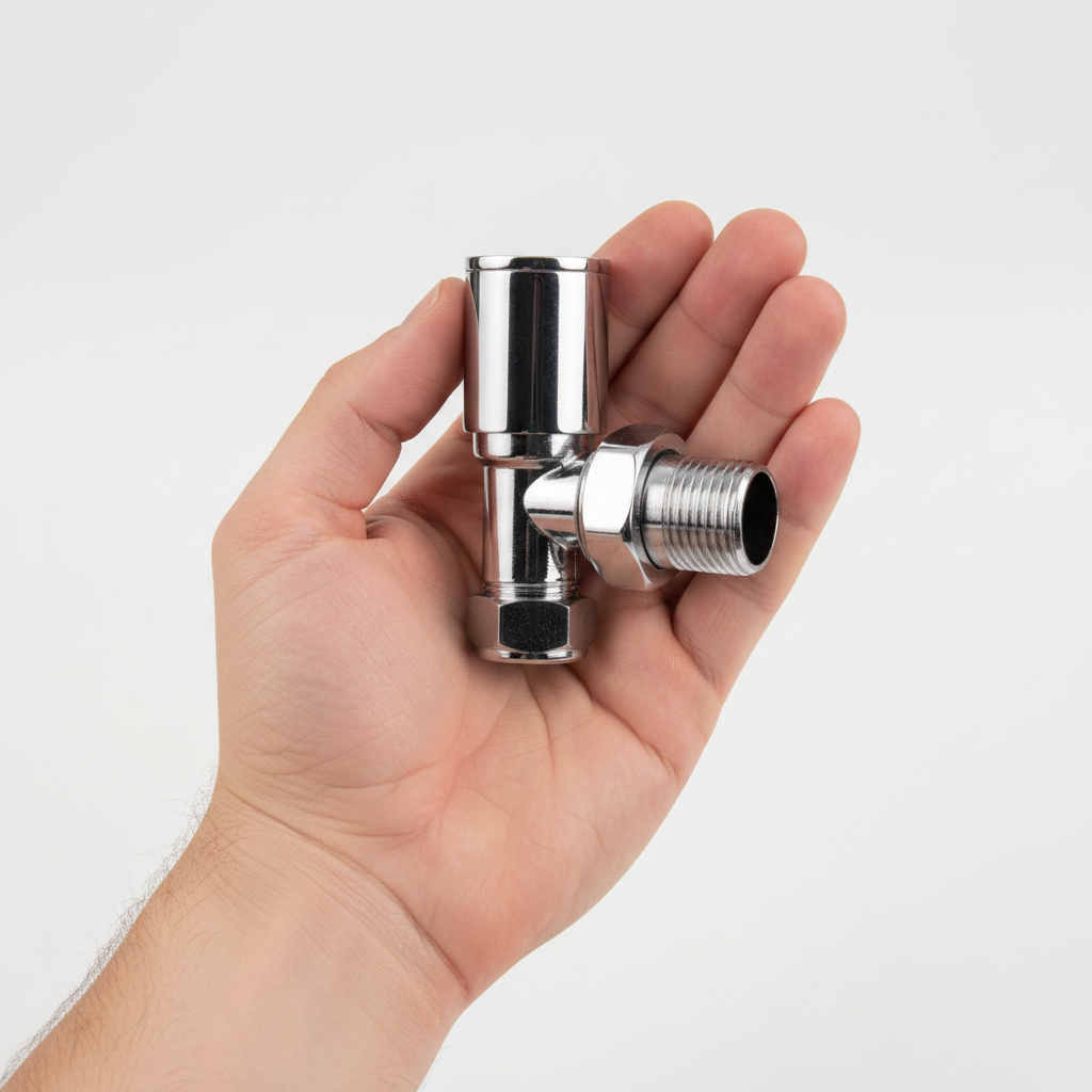 4 x Chrome Radiator Valves Angled Pack 15mm