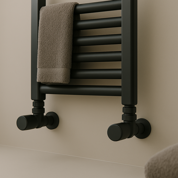 Kartell K-Rad Angled Modern Radiator Valve 15mm – Matte Black – Pair
