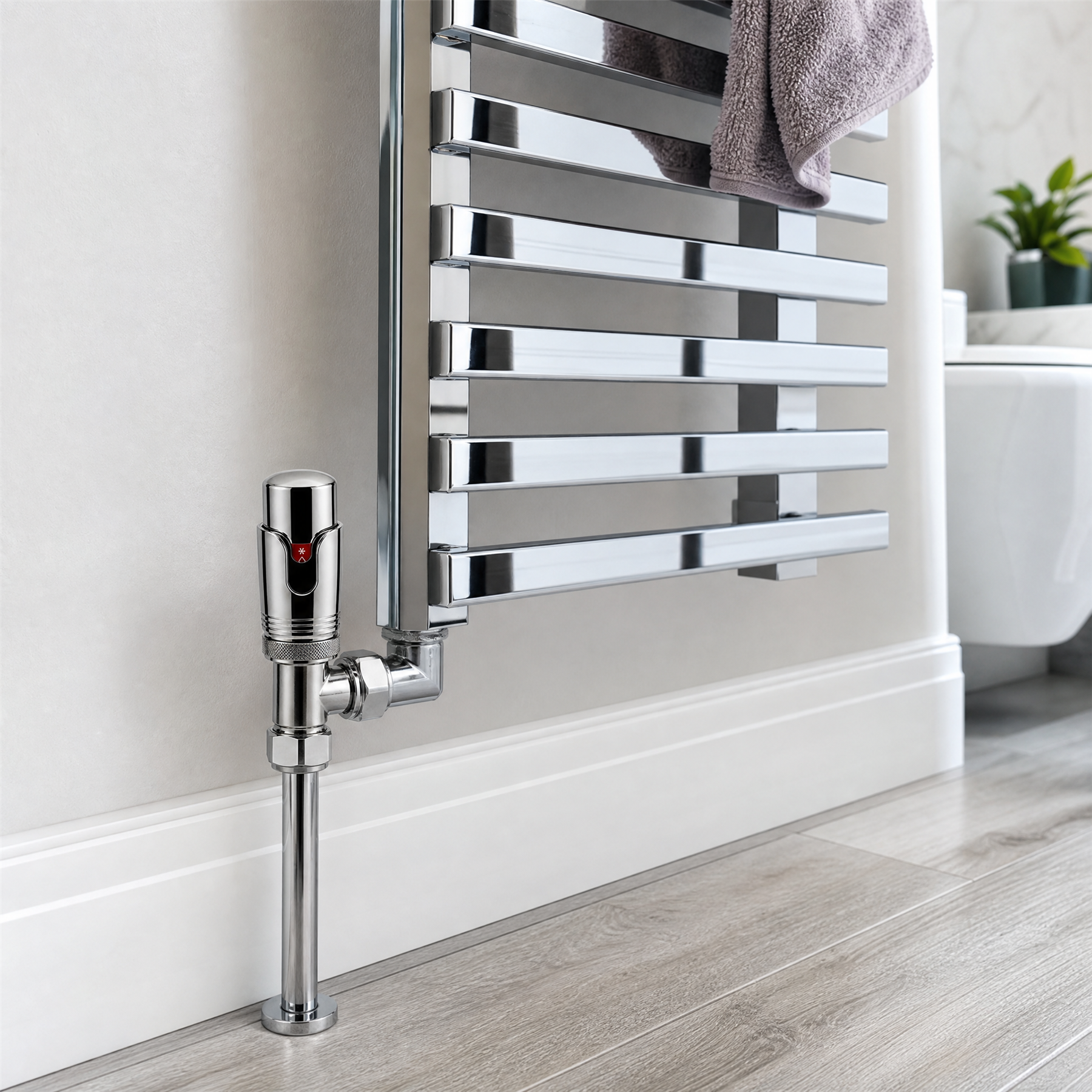 4 x Kartell Refined Angled Chrome TRV 15mm Thermostatic Radiator Valve
