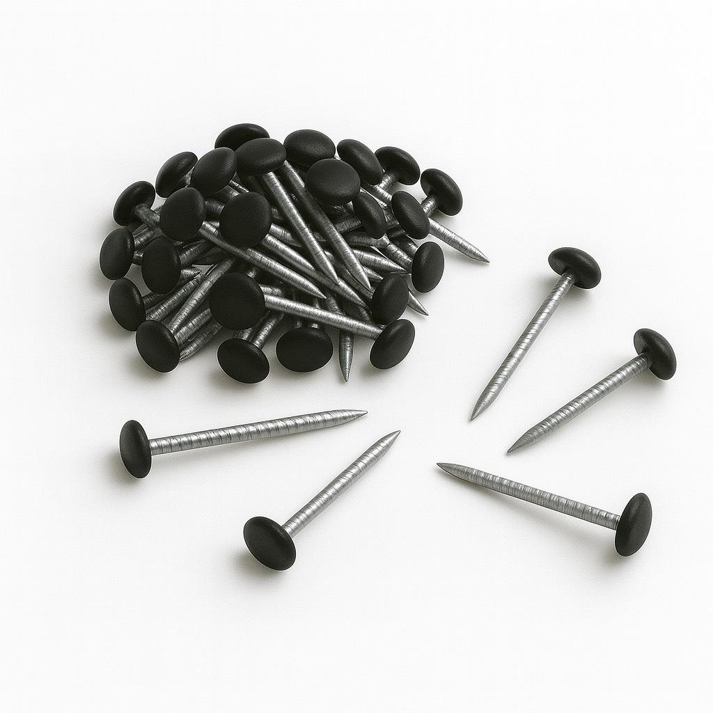 Poly Top Pins Nails1500 Pack 30mm Black UPVC