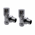 2 x Kartell Chrome Radiator Valves Angled Pair 15mm Manual Control