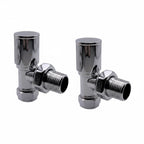 2 x Kartell Chrome Radiator Valves Angled Pair 15mm Manual Control