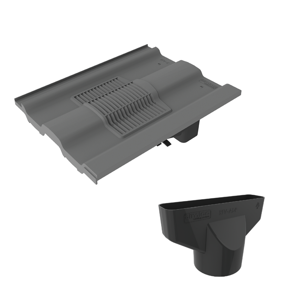 Timloc Grey Castellated Roof Tile Vent with Adapter