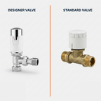 4 x Kartell Designer Thermostatic Radiator Valve White & Chrome TRV Angled 15mm