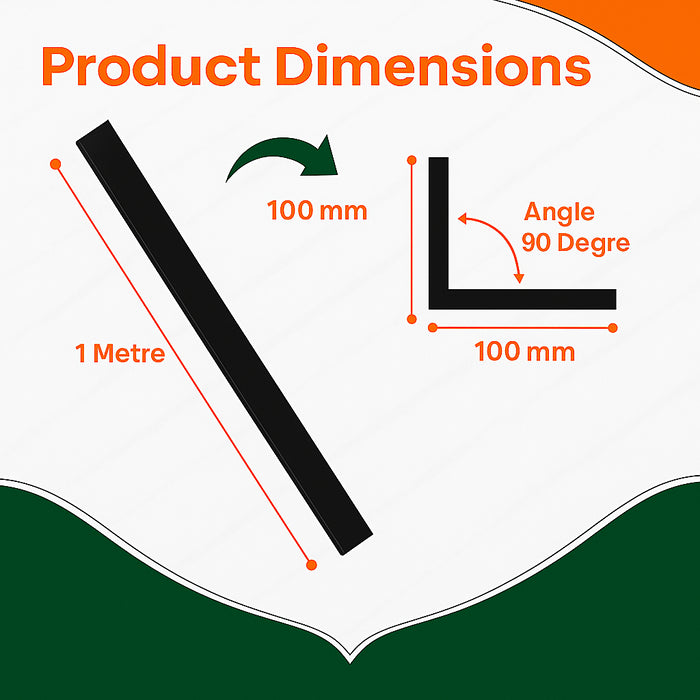 4 x Black Rigid Angle 100mm x 100mm x 1  Metre  ^