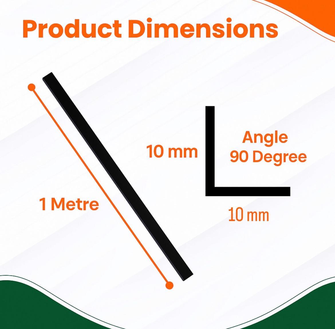 3 x Black Rigid Angle – 10mm x 10mm x 1 Metre PVC Corner Trim