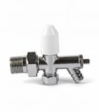 4 x 10mm Drain Off Valve Chrome - 1/2" BSP Radiator Drain Cock with White Handle & Hose Tail