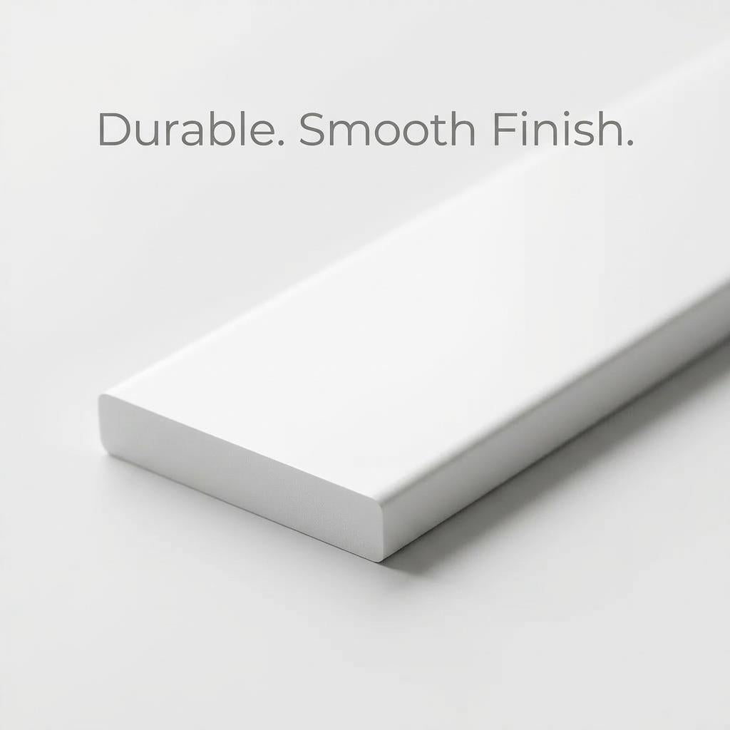 10 x 12mm White Adhesive Taped PVC Flat Bar x 1 Metre