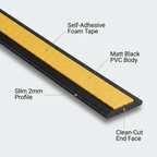 5 x 75mm Black Self-Adhesive Trim Strip x 1 Metre
