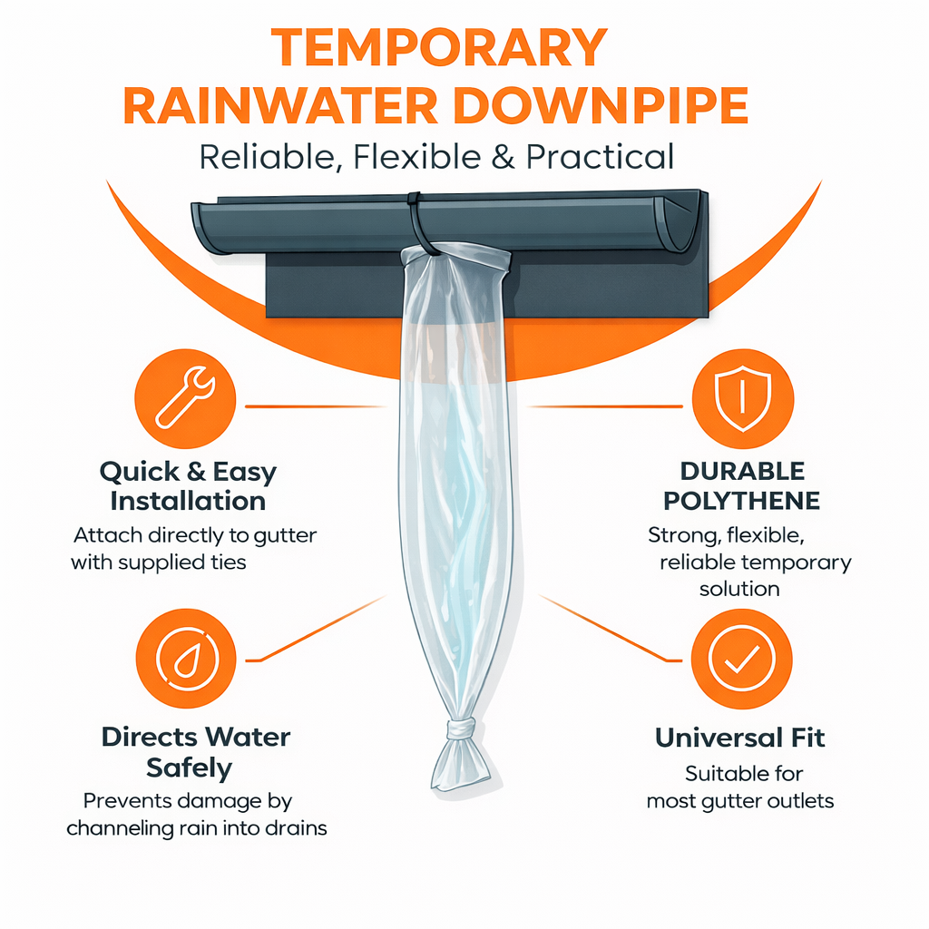 5 Metre Temporary Rainwater Downpipe 5 Inch 250 Gauge Kit