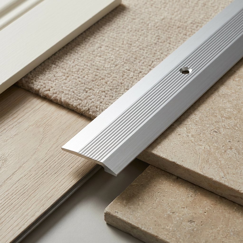 4 x Aluminium Vinyl Edge Floor Transition Strip, 28mm x 6mm x 89.5cm DIY Low Profile Floor Trim for Finishing and Edge Protection