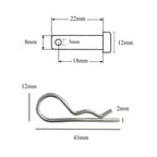 10 x Clevis Pins Metric Securing Fasteners M8 x 22mm with Retaining R Clips