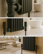 Kartell K-Rad Straight Modern Radiator Valve 15mm – Anthracite Grey – Pair