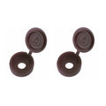 100 x Snap-On Brown Plastic Screw Cups with Hinged Covers