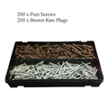 400 x Pozi Screws &Brown Raw Plugs, 8 x 2" Twin Thread