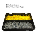 400 x Pozi Screws &Yellow Raw Plugs, 6 x 1" Twin Thread