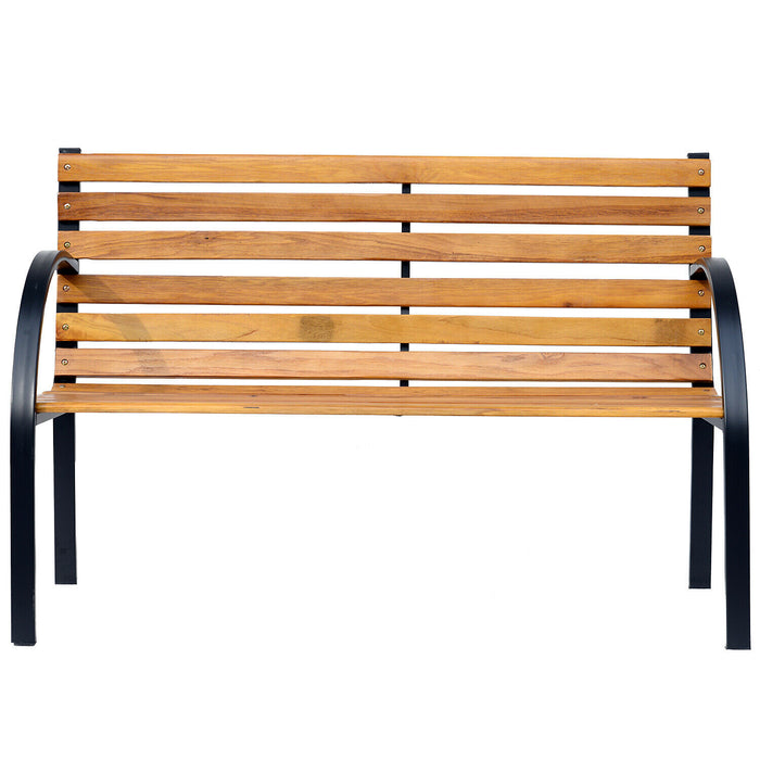 Garden Bench Hardwood 2 Seater Outdoor Wooden & Metal Chair