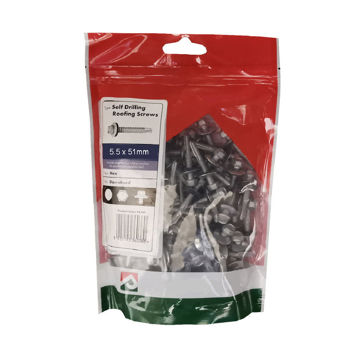 100 x Roofing & Cladding Screws 5.5 x 51mm Self Drill
