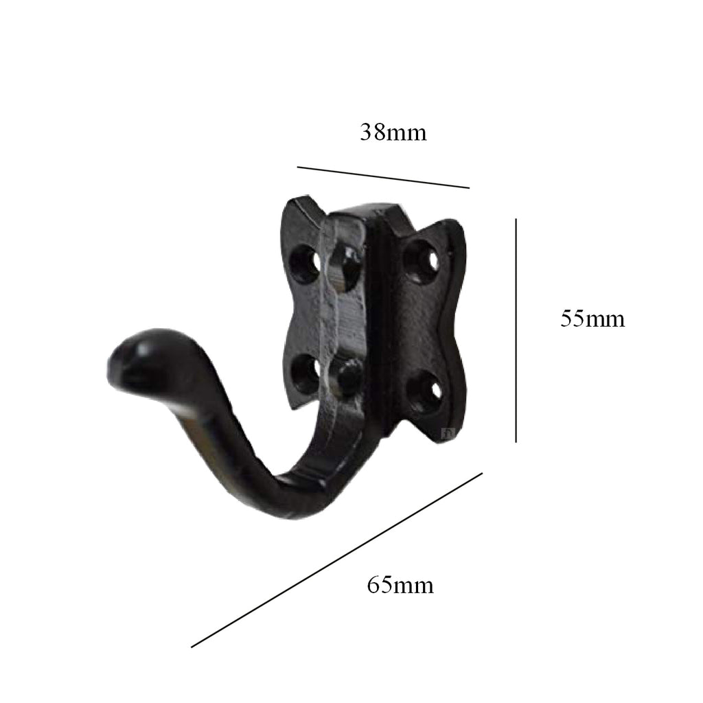 Black Cast Iron Tudor Single Coat Hooks