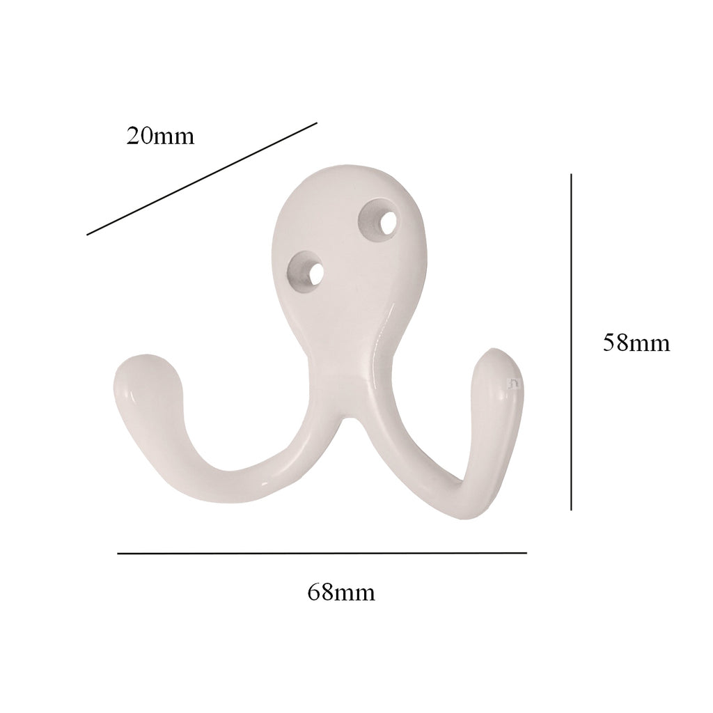 Satin White Double Robe Coat Hooks