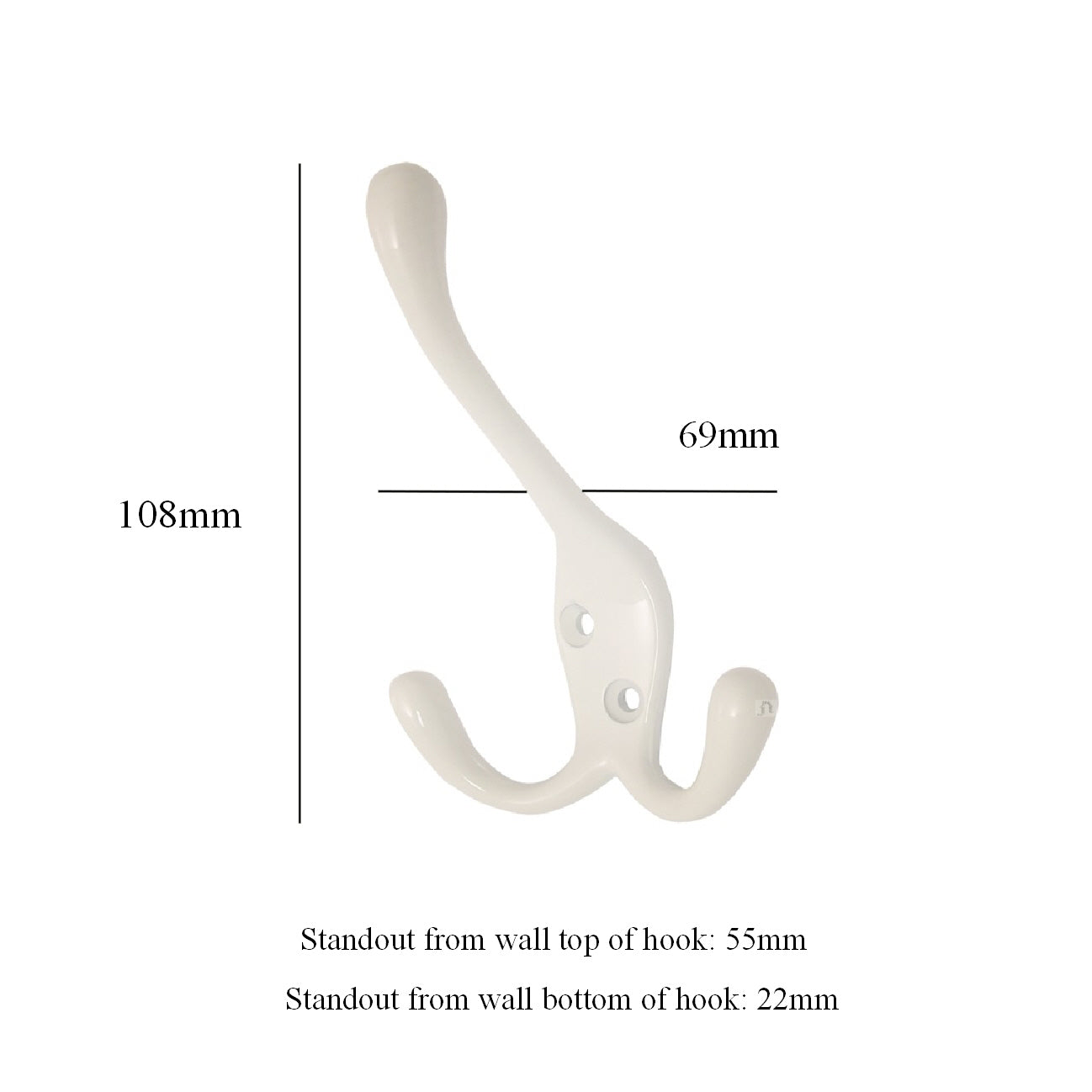 Satin White Triple Hat and Coat Hooks