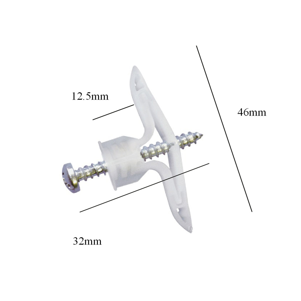 10 x Spring Toggle Plasterboard Plugs, Cavity Wall Expansion Fixings
