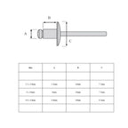 100 x Aluminium Blind Pop Rivets 3.2mm, 4mm & 4.8mm