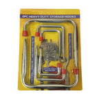6 x Assorted Chrome Storage Hooks Wall Mounted