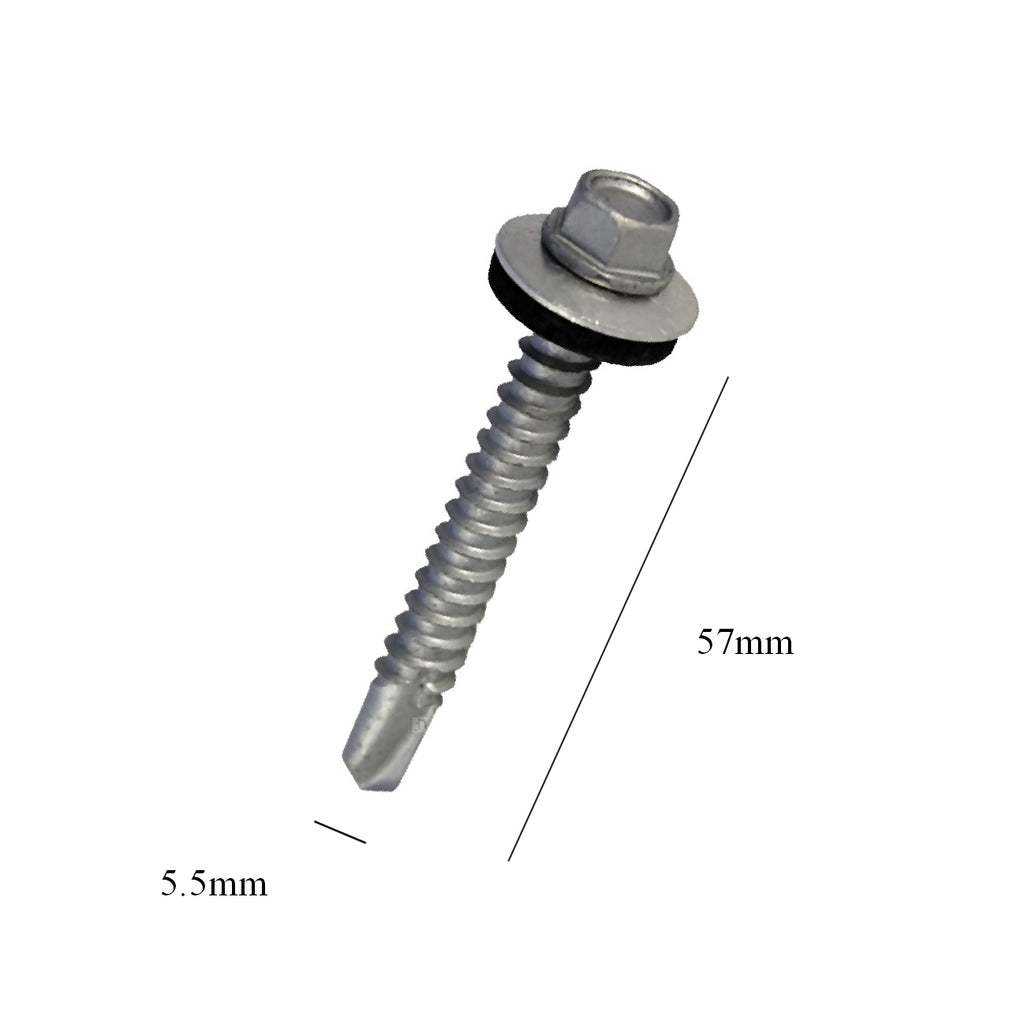 50 x  Roofing & Cladding Screws 5.5 x 57mm Self Drill