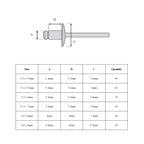 320 x Assorted Aluminium Metric Pop Rivets
