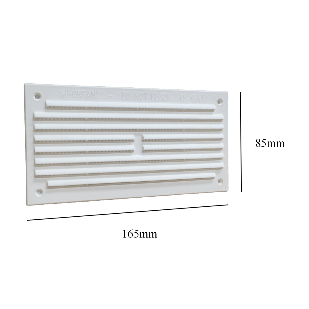 6" x 3" White Louvre Air Vent Grille with Removable Flyscreen Cover