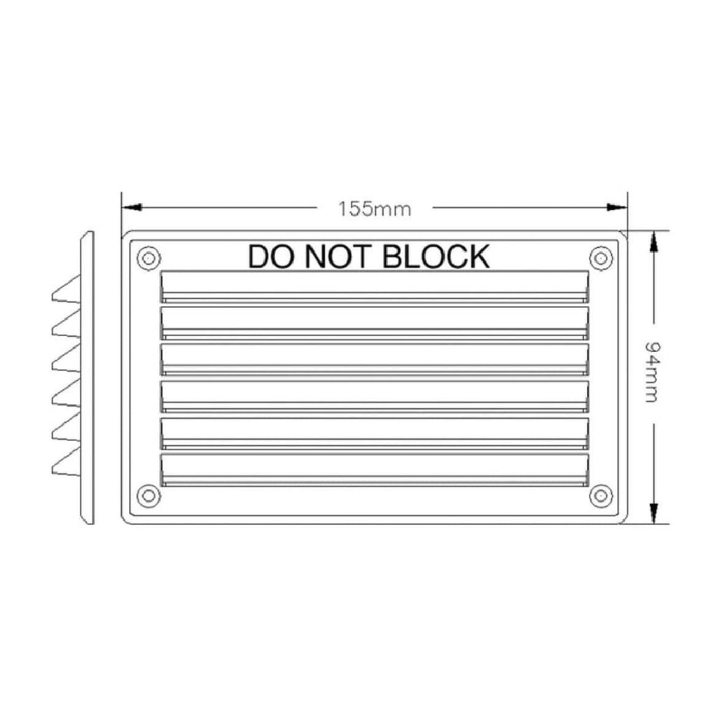 Rytons Louvre Air Vent 6" x 3" Plastic Grille with Flyscreen