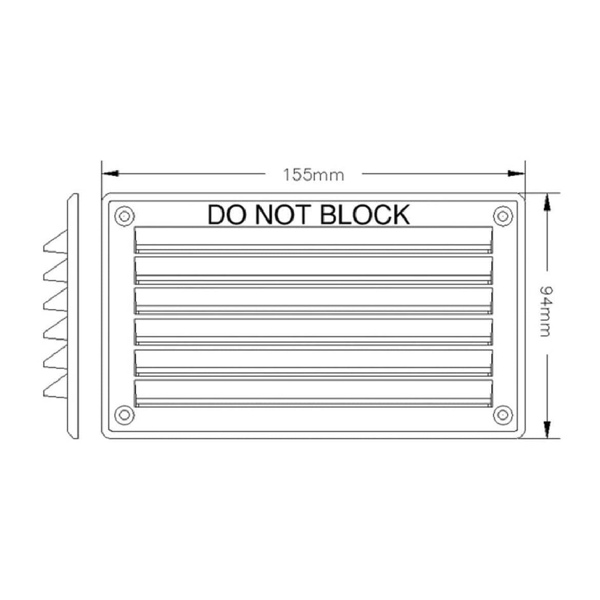 Rytons Louvre Air Vent 6" x 3" Plastic Grille with Flyscreen