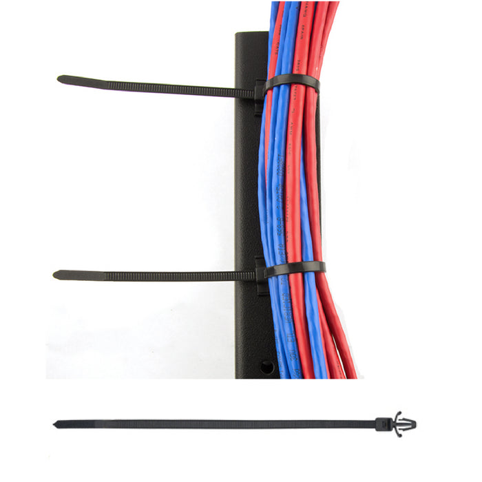 50 x Black Push Mount Winged Cable Ties 100mm x 2.5mm