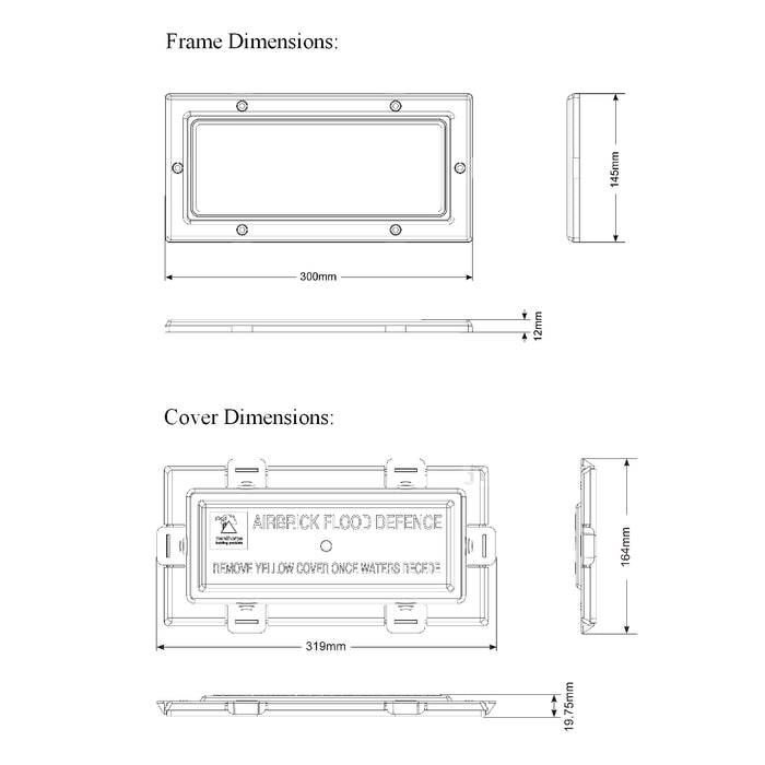 Air brick flood water defence frame and cover / Colour Options