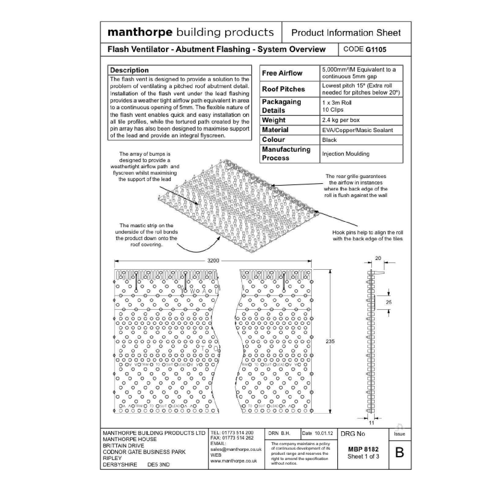 Manthorpe Flash Vent Roofing Lead Ventilation Abutment Flashing