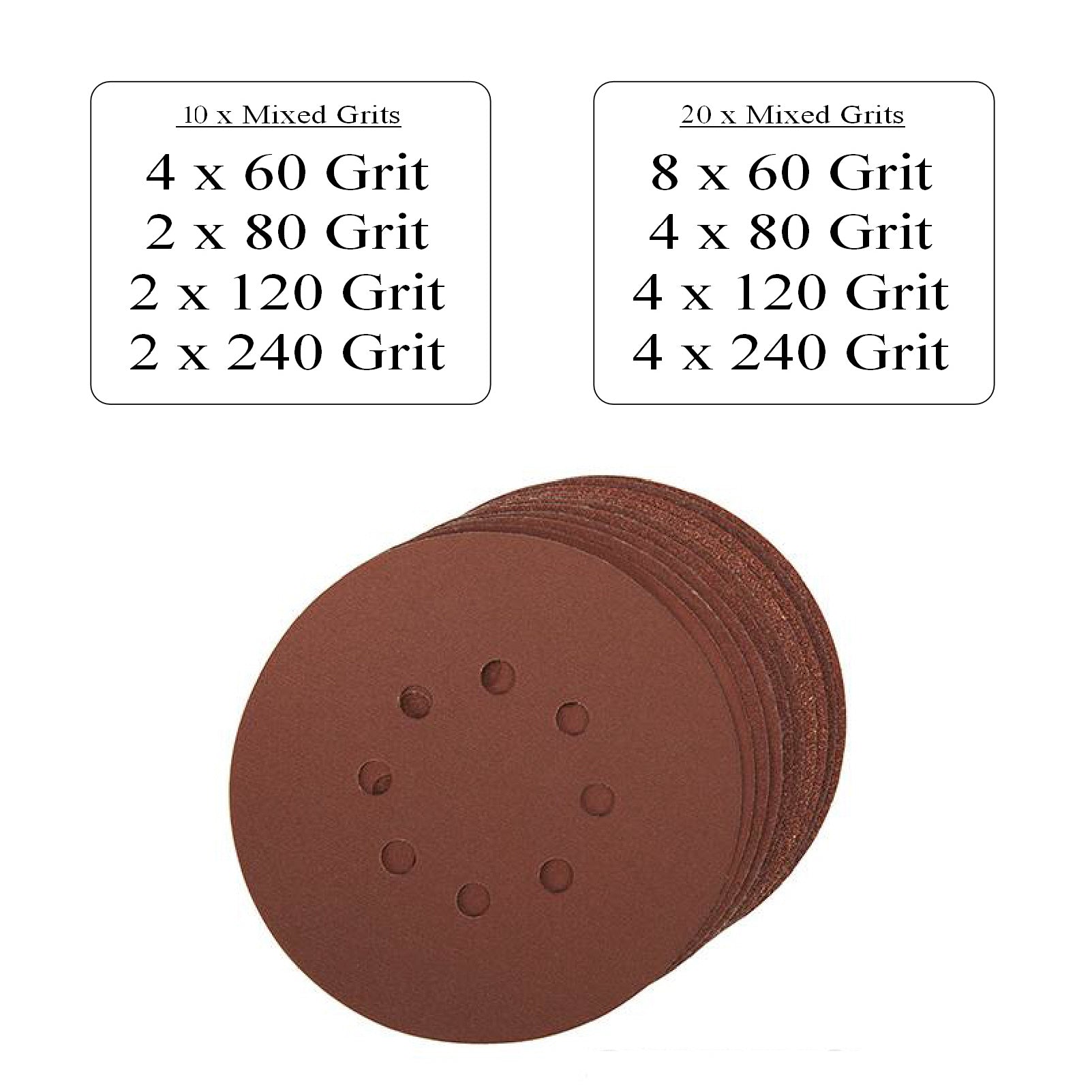 Mixed Grit Punched Sanding Discs & Backing Pad