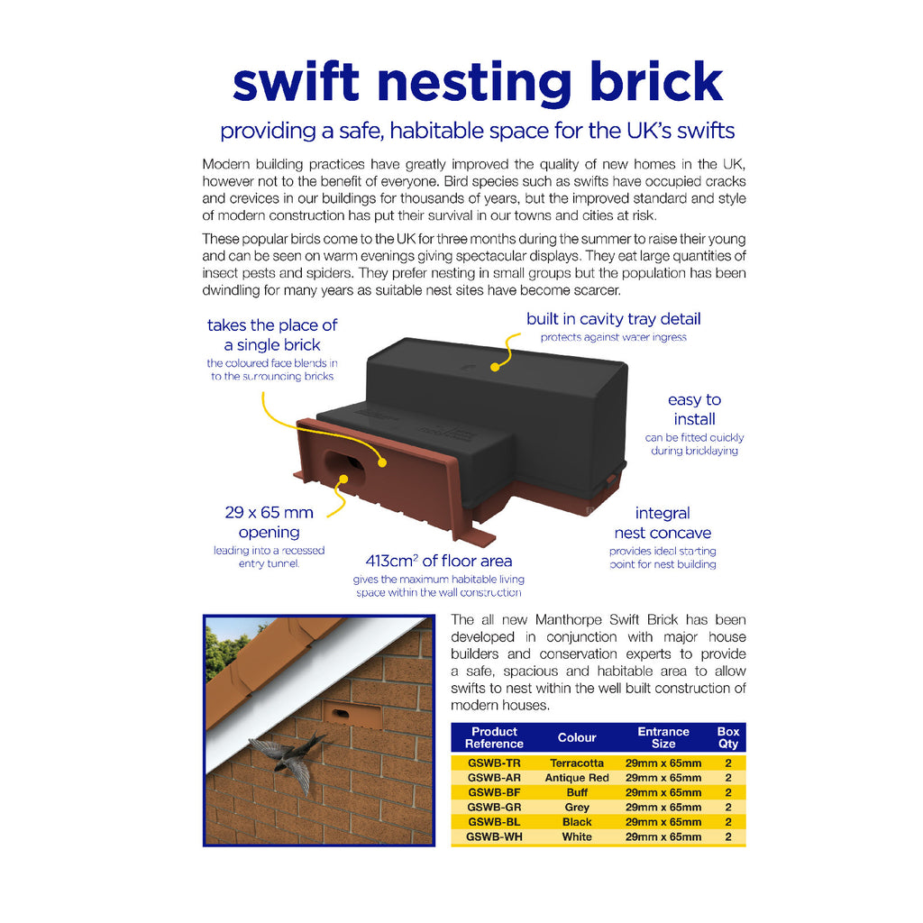 Swift Nesting Brick Box / White Breeding Bird House